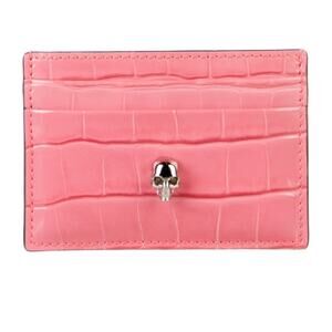 Alexander McQueen Card Holder Pink Croc-Embossed NWT